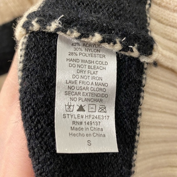 Carly Jean Los Angeles Black and Cream Cowl Neck Sweater - Picture 4 of 6